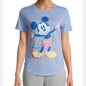 NWT! Disney Womans Sz XL Tee T-Shirt Top Lt Blue w Mickey Mouse Print